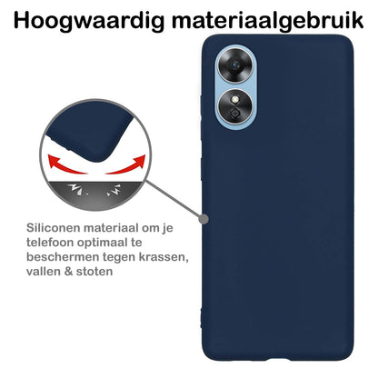 Forterra OPPO A17 Hoesje Siliconen Backcover Lichtgewicht - Donkerblauw