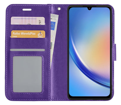 Forterra Samsung A34 Hoesje Bookcase Cover met Kaarthouder - Paars