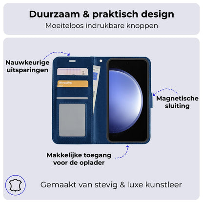 Forterra Samsung S23 FE Hoesje Bookcase Cover met Kaarthouder - Donkerblauw
