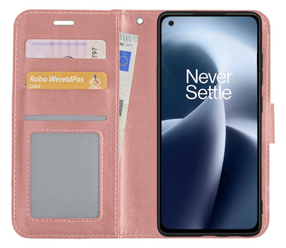 Forterra OnePlus Nord 2T Hoesje Bookcase Cover met Kaarthouder - Rosé goud