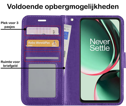 Forterra OnePlus Nord CE 3 Lite Hoesje Bookcase Cover met Kaarthouder - Paars