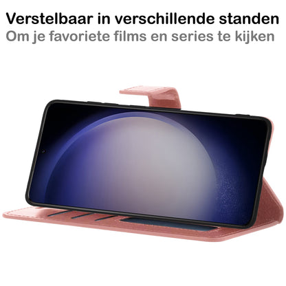 Forterra Samsung S23 Hoesje Bookcase Cover met Kaarthouder - Rosé goud