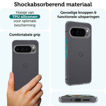 Forterra Google Pixel 9 Pro Hoesje Siliconen Backcover Lichtgewicht - Transparant