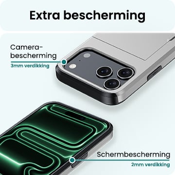 Forterra iPhone 17 Pro Hoesje Kaarthouder Hard Case Shockproof - Grijs
