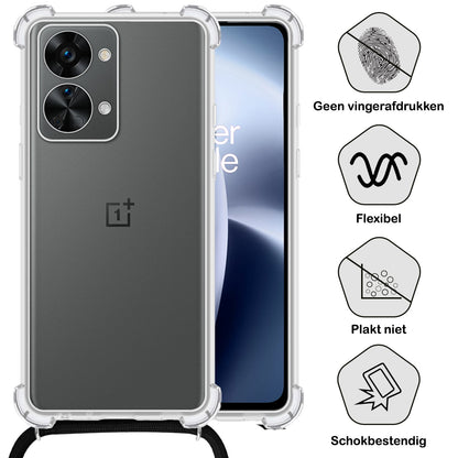 Forterra OnePlus Nord 2T Hoesje met Koord Backcover Shockproof - Transparant