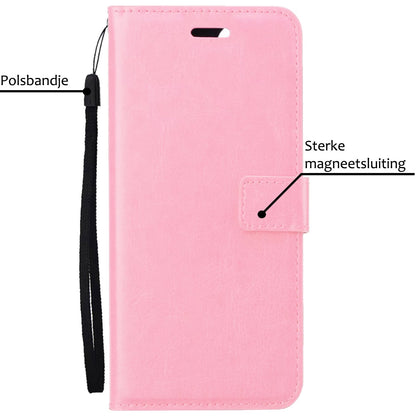 Forterra iPhone 15 Pro Hoesje Bookcase Cover met Kaarthouder - Lichtroze