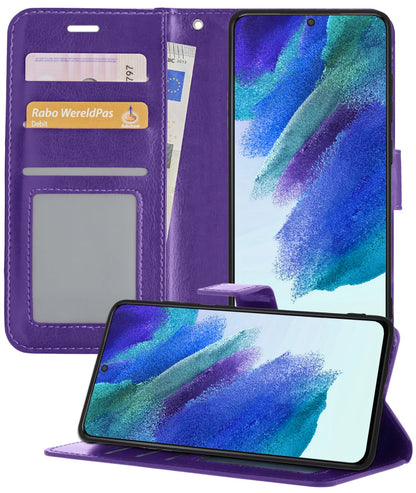 Forterra Samsung S21 FE Hoesje Bookcase Cover met Kaarthouder - Paars