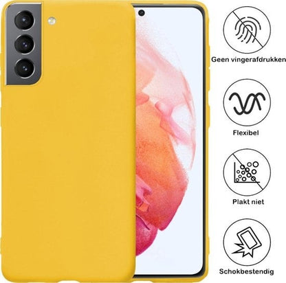 Forterra Samsung S21 Plus Hoesje Siliconen Backcover Lichtgewicht - Geel