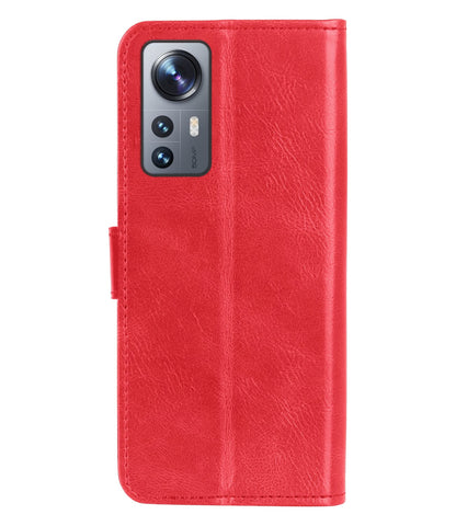 Forterra Xiaomi 12 Hoesje Bookcase Cover met Kaarthouder - Rood