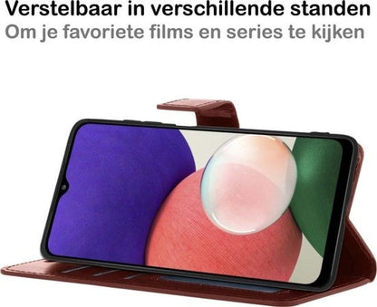 Forterra Samsung A22 5G Hoesje Bookcase Cover met Kaarthouder - Bruin
