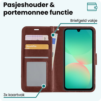 Forterra Samsung A26 Hoesje Bookcase Cover met Kaarthouder - Bruin