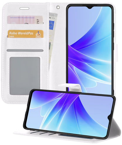 Forterra OPPO A17 Hoesje Bookcase Cover met Kaarthouder - Wit