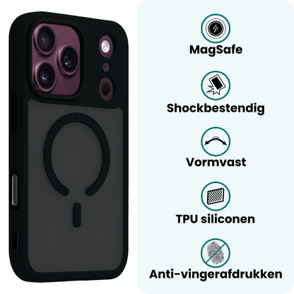Forterra iPhone 18 Pro Hoesje Geschikt voor Magsafe Backcover Shockproof - Zwart
