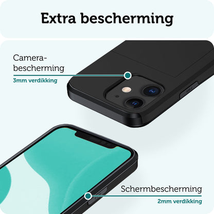 Forterra iPhone 11 Hoesje Kaarthouder Hard Case Shockproof - Zwart