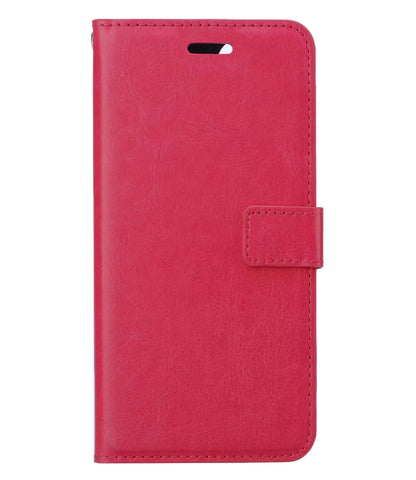 Forterra iPhone 14 Plus Hoesje Bookcase Cover met Kaarthouder - Donkerroze