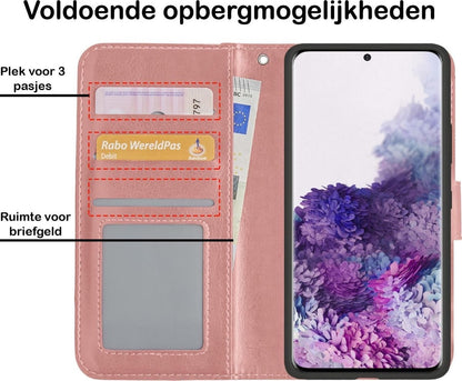 Forterra Samsung S20 Hoesje Bookcase Cover met Kaarthouder - Rosé goud