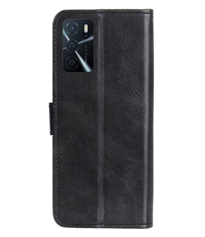 Forterra OPPO A16s Hoesje Bookcase Cover met Kaarthouder - Zwart