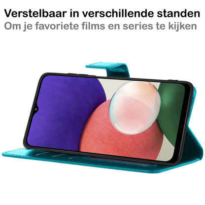 Forterra Samsung M22 Hoesje Bookcase Cover met Kaarthouder - Turquoise