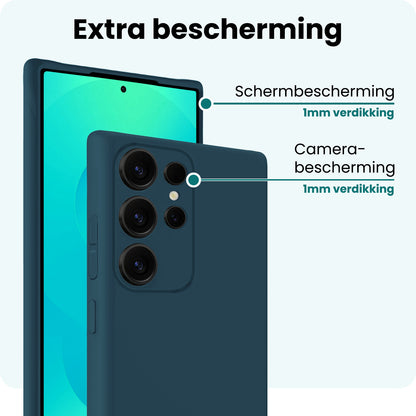 Forterra Samsung S25 Ultra Hoesje Siliconen Backcover Lichtgewicht - Donkerblauw