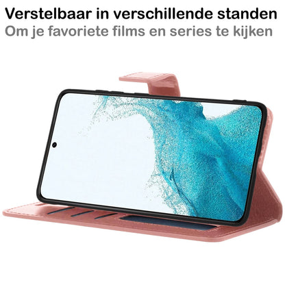 Forterra Samsung S22 Plus Hoesje Bookcase Cover met Kaarthouder - Rosé goud