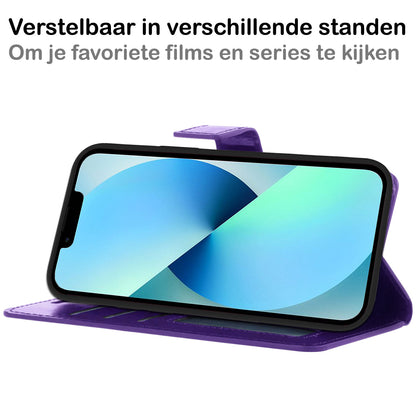 Forterra iPhone 13 Pro Hoesje Bookcase Cover met Kaarthouder - Paars