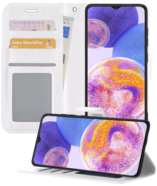 Forterra Samsung A23 Hoesje Bookcase Cover met Kaarthouder - Wit