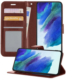 Forterra Samsung S21 FE Hoesje Bookcase Cover met Kaarthouder - Bruin