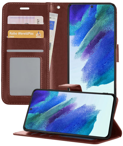 Forterra Samsung S21 FE Hoesje Bookcase Cover met Kaarthouder - Bruin