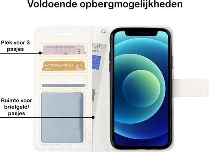 Forterra iPhone 12 Pro Max Hoesje Bookcase Cover met Kaarthouder - Wit