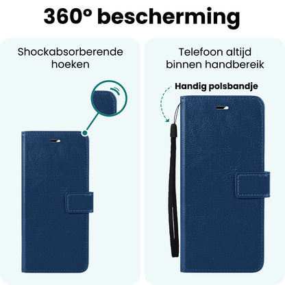 Forterra Samsung S25 Ultra Hoesje Bookcase Cover met Kaarthouder - Donkerblauw
