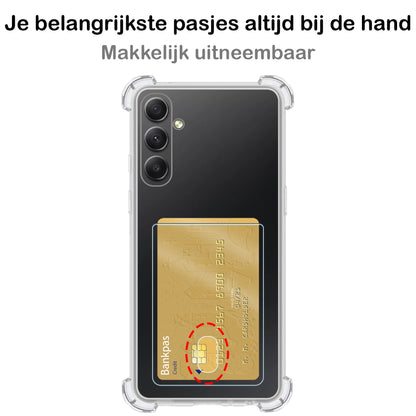 Forterra Samsung A14 Hoesje Kaarthouder Backcover Shockproof - Transparant