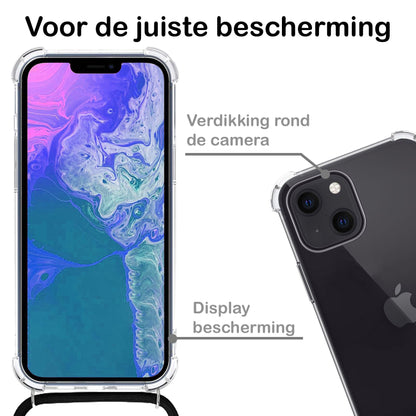 Forterra iPhone 14 Plus Hoesje met Koord Backcover Shockproof - Transparant