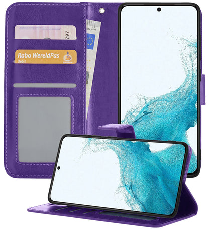 Forterra Samsung S22 Ultra Hoesje Bookcase Cover met Kaarthouder - Paars