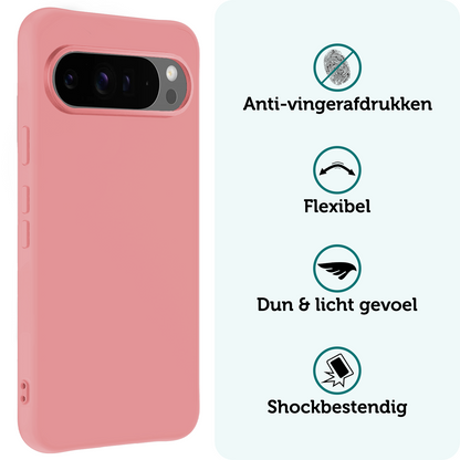 Forterra Google Pixel 9 Pro Hoesje Siliconen Backcover Lichtgewicht - Lichtroze
