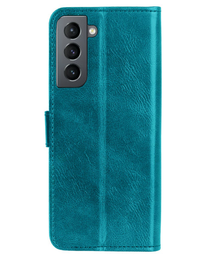 Forterra Samsung S21 FE Hoesje Bookcase Cover met Kaarthouder - Turquoise