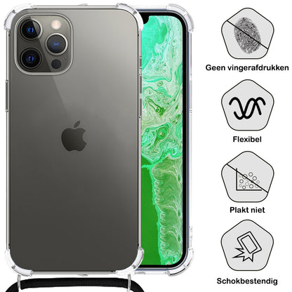 Forterra iPhone 13 Pro Max Hoesje met Koord Backcover Shockproof - Transparant