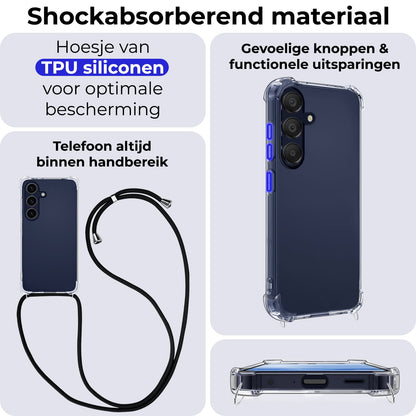 Forterra Samsung A25 Hoesje met Koord Backcover Shockproof - Transparant