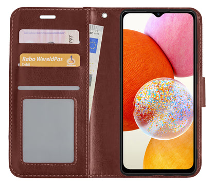 Forterra Samsung A14 Hoesje Bookcase Cover met Kaarthouder - Bruin