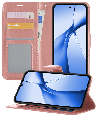 Forterra OnePlus Nord CE 4 Hoesje Bookcase Cover met Kaarthouder - Rosé goud