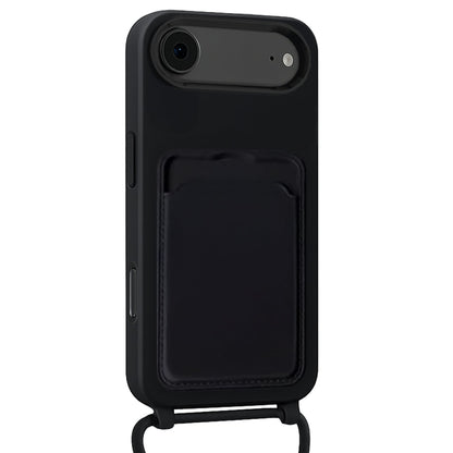 Forterra iPhone Air Hoesje Met Telefoonkoord en Pasjeshouder Siliconen - Zwart
