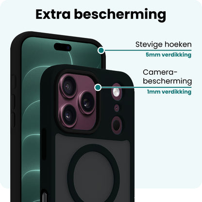 Forterra iPhone 18 Pro Max Hoesje Geschikt voor Magsafe Backcover Shockproof - Zwart