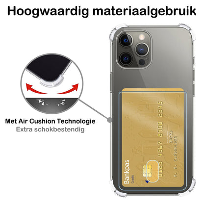 Forterra iPhone 14 Pro Hoesje Kaarthouder Backcover Shockproof - Transparant