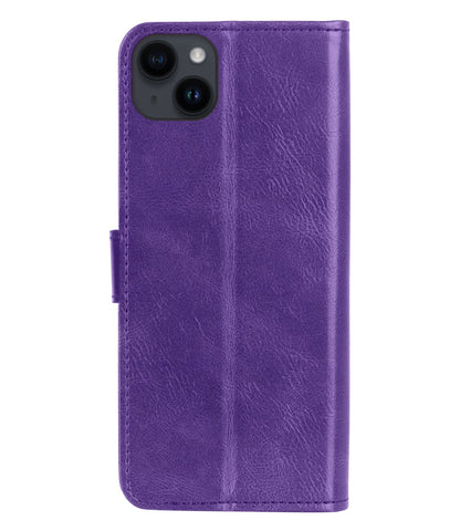 Forterra iPhone 15 Hoesje Bookcase Cover met Kaarthouder - Paars