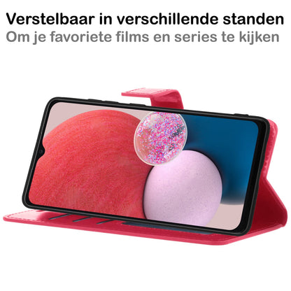 Forterra Samsung A13 4G Hoesje Bookcase Cover met Kaarthouder - Donkerroze