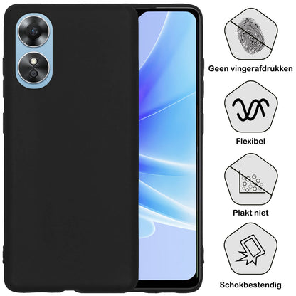 Forterra OPPO A17 Hoesje Siliconen Backcover Lichtgewicht - Zwart