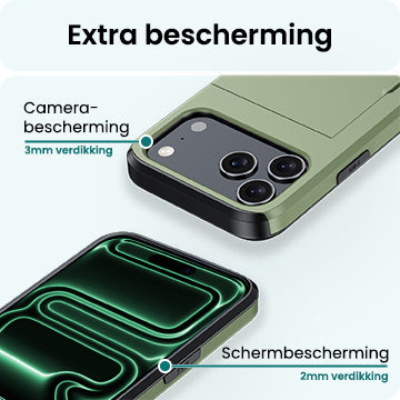 Forterra iPhone 17 Pro Hoesje Kaarthouder Hard Case Shockproof - Donkergroen