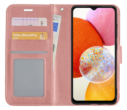 Forterra Samsung A14 Hoesje Bookcase Cover met Kaarthouder - Lichtroze