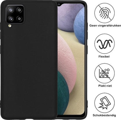 Forterra Samsung A12 Hoesje Siliconen Backcover Lichtgewicht - Zwart
