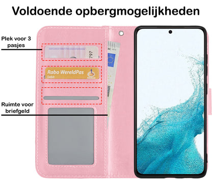 Forterra Samsung S22 Plus Hoesje Bookcase Cover met Kaarthouder - Lichtroze