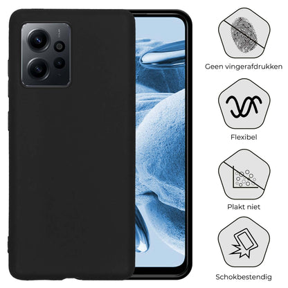 Forterra Xiaomi Redmi Note 12 4G Hoesje Siliconen Backcover Lichtgewicht - Zwart
